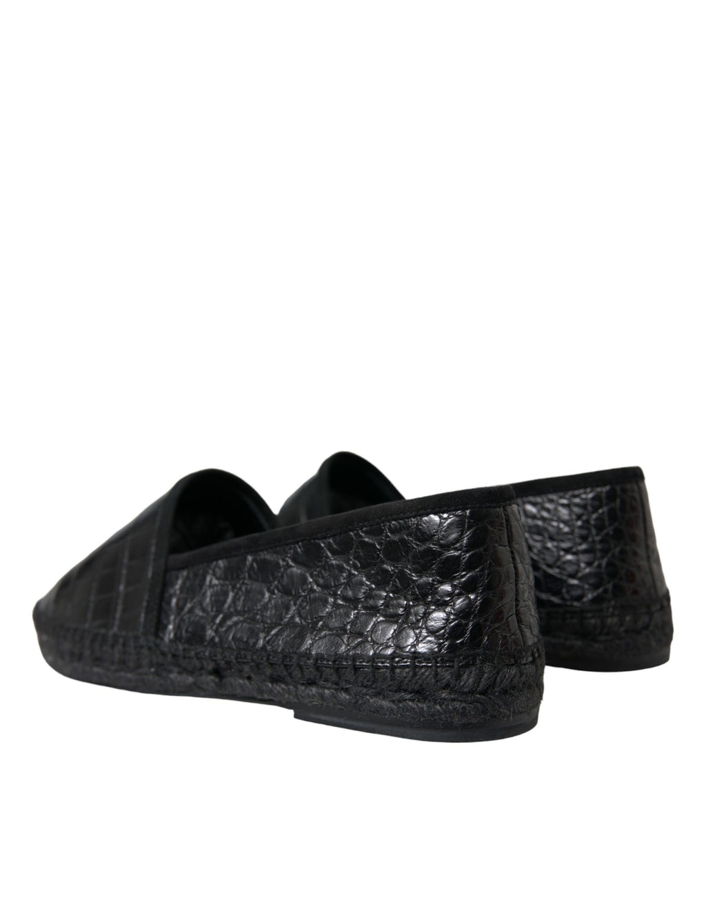 Dolce &amp; Gabbana Black Exotic Leather Espadrilles Slip On Shoes