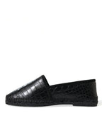 Dolce &amp; Gabbana Black Exotic Leather Espadrilles Slip On Shoes