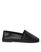 Dolce &amp; Gabbana Black Exotic Leather Espadrilles Slip On Shoes