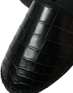 Dolce &amp; Gabbana Black Exotic Leather Espadrilles Slip On Shoes