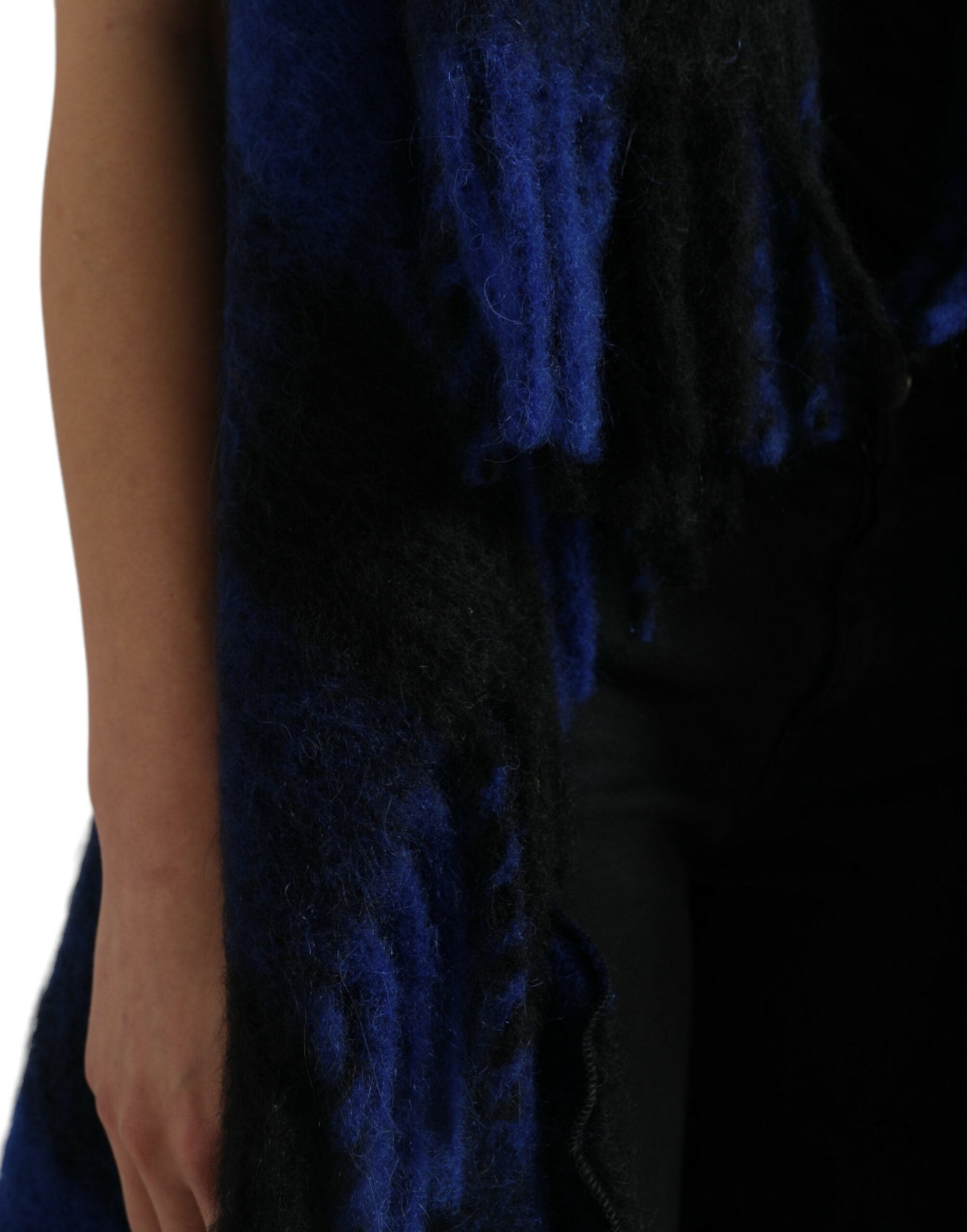 Dolce &amp; Gabbana Black Blue Buffalo Check Poncho Coat Sweater
