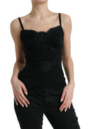 Dolce &amp; Gabbana Black Silk Stretch Lace Sleeveless Tank Top