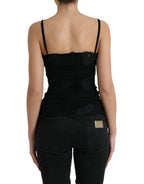 Dolce &amp; Gabbana Black Silk Stretch Lace Sleeveless Tank Top