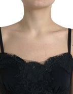 Dolce &amp; Gabbana Black Silk Stretch Lace Sleeveless Tank Top