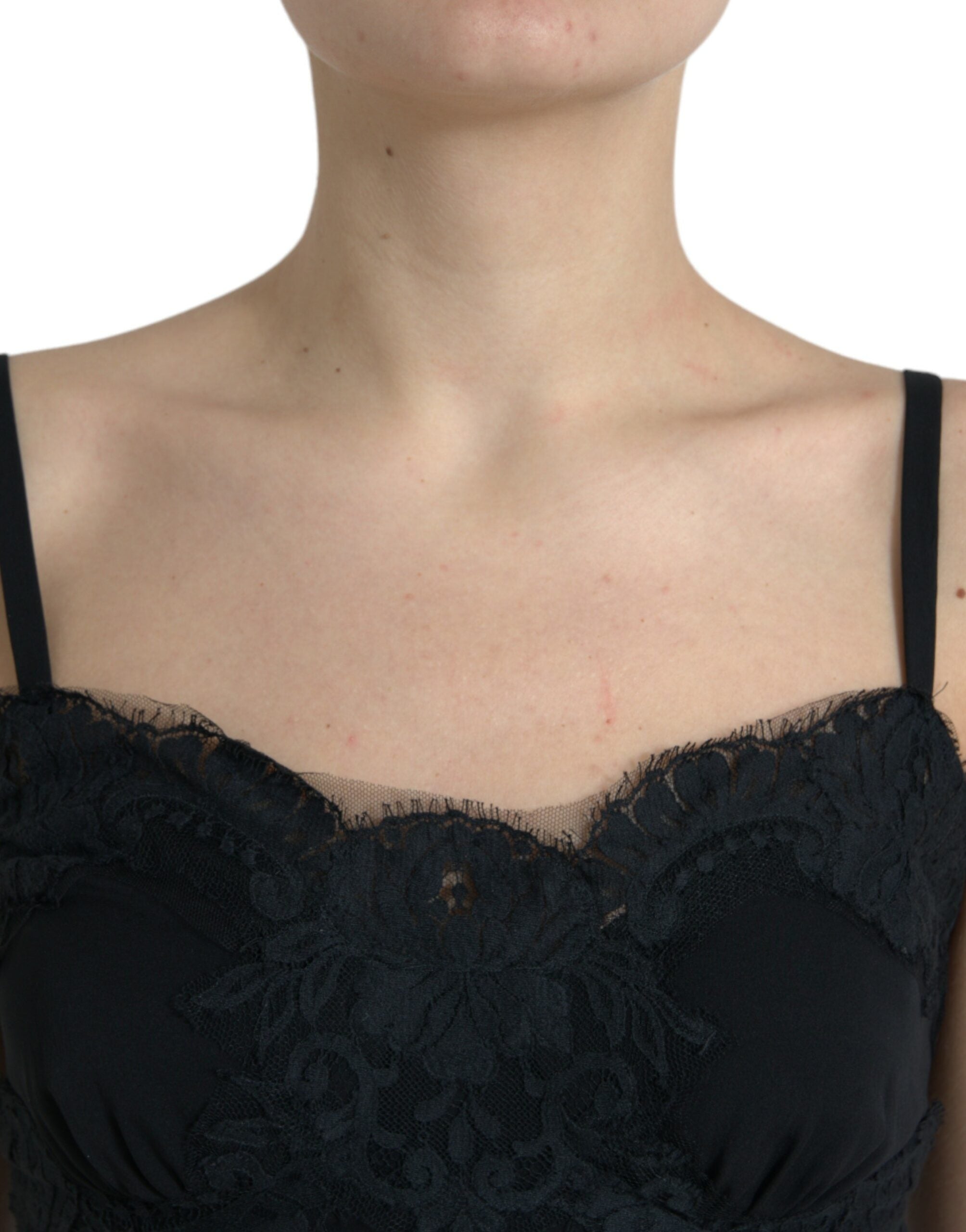 Dolce &amp; Gabbana Black Silk Stretch Lace Sleeveless Tank Top