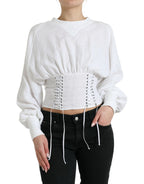 Dolce &amp; Gabbana White Cotton Corset Cropped Long Sleeves Topclothing
