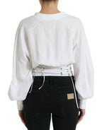 Dolce &amp; Gabbana White Cotton Corset Cropped Long Sleeves Topclothing