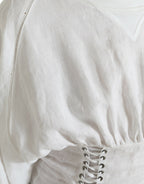 Dolce &amp; Gabbana White Cotton Corset Cropped Long Sleeves Topclothing