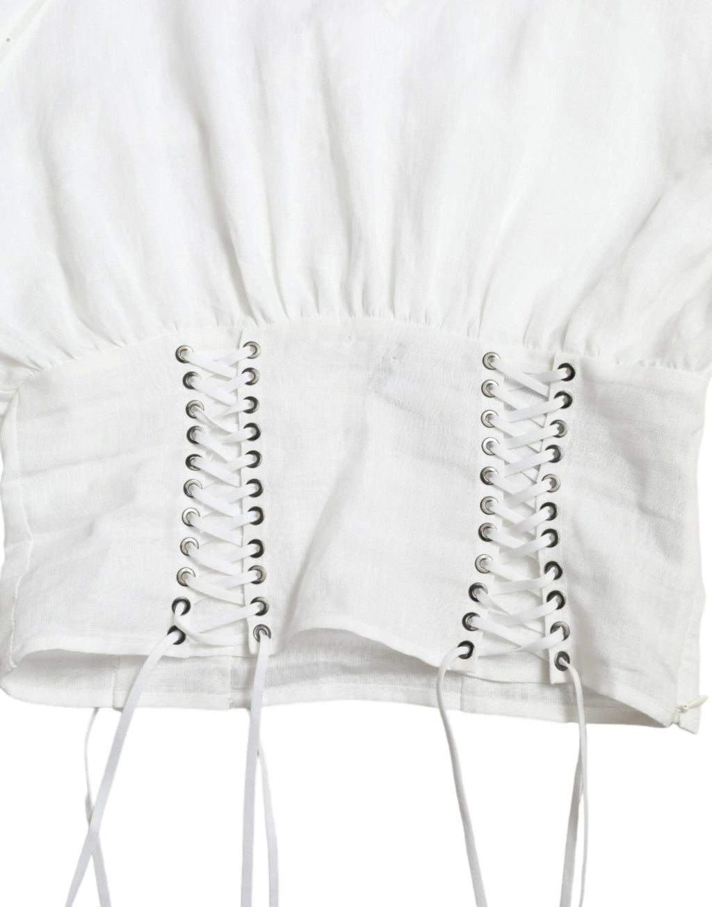 Dolce &amp; Gabbana White Cotton Corset Cropped Long Sleeves Topclothing