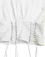 Dolce &amp; Gabbana White Cotton Corset Cropped Long Sleeves Topclothing