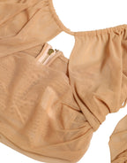 Dolce &amp; Gabbana Brown Nylon Stretch Open Shoulder Cropped Top