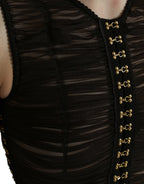 Dolce &amp; Gabbana Brown Embellished Nylon Stretch Cropped Top