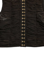 Dolce &amp; Gabbana Brown Embellished Nylon Stretch Cropped Top