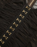 Dolce &amp; Gabbana Brown Embellished Nylon Stretch Cropped Top