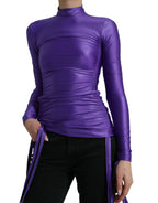 Dolce &amp; Gabbana Purple Nylon Stretch Slim Long Sleeves Top