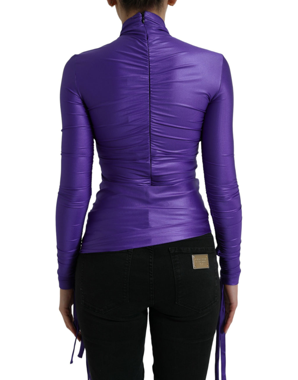 Dolce &amp; Gabbana Purple Nylon Stretch Slim Long Sleeves Top