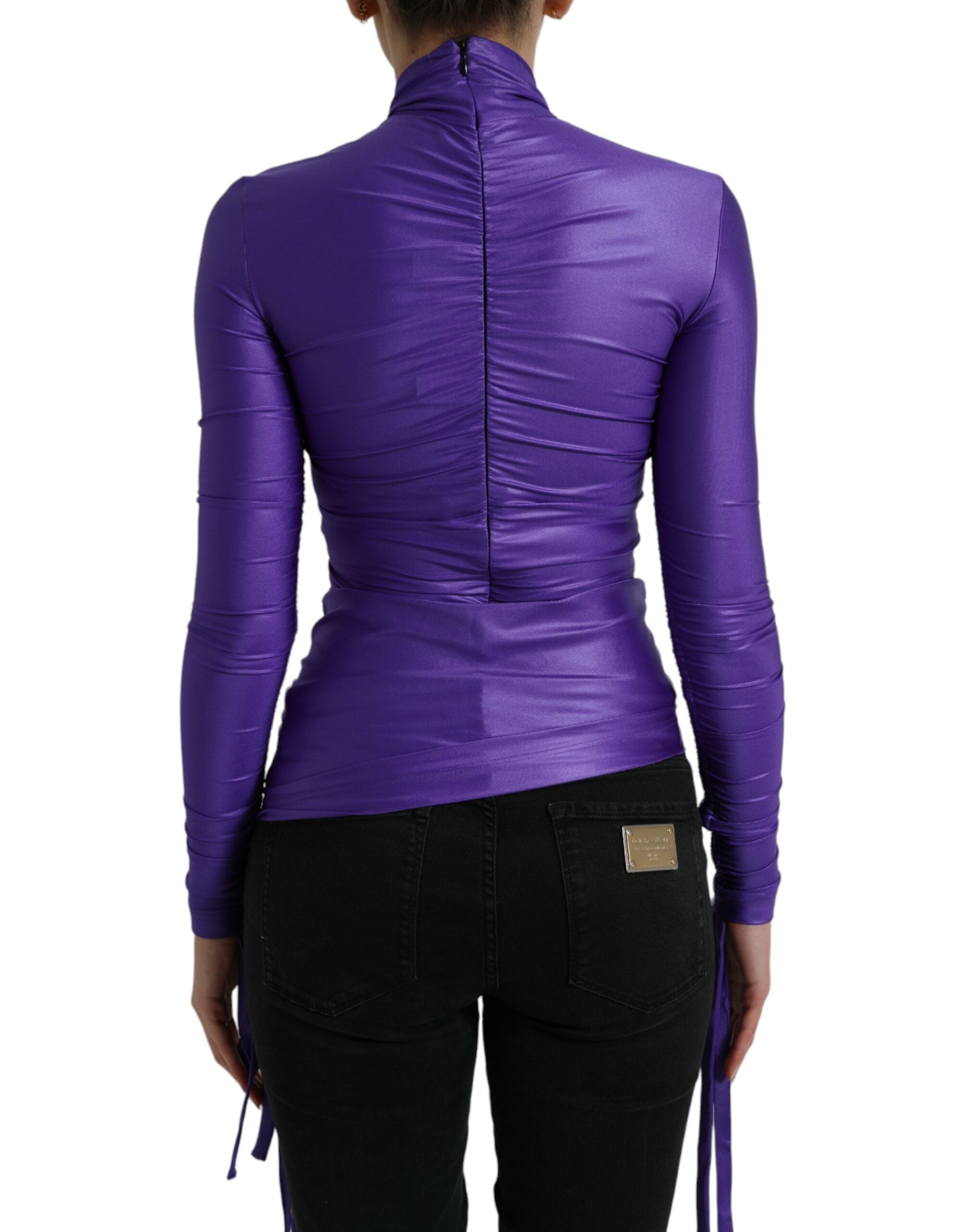 Dolce &amp; Gabbana Purple Nylon Stretch Slim Long Sleeves Top