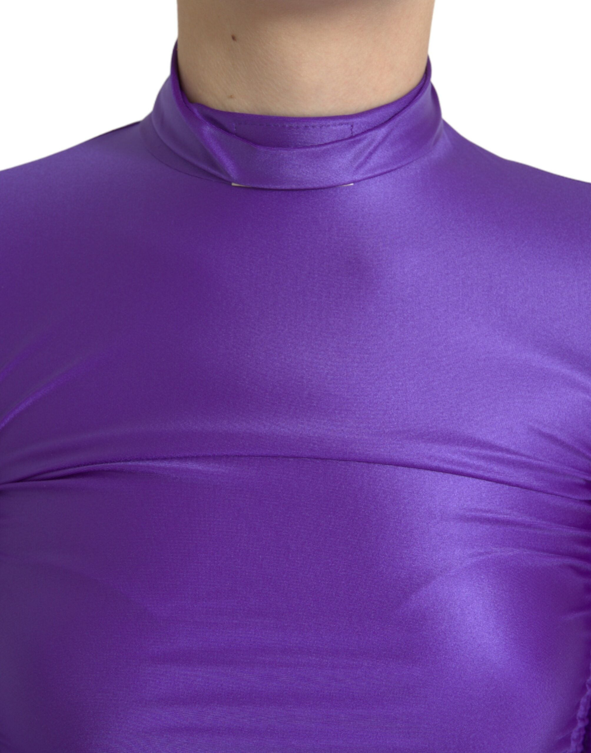 Dolce &amp; Gabbana Purple Nylon Stretch Slim Long Sleeves Top