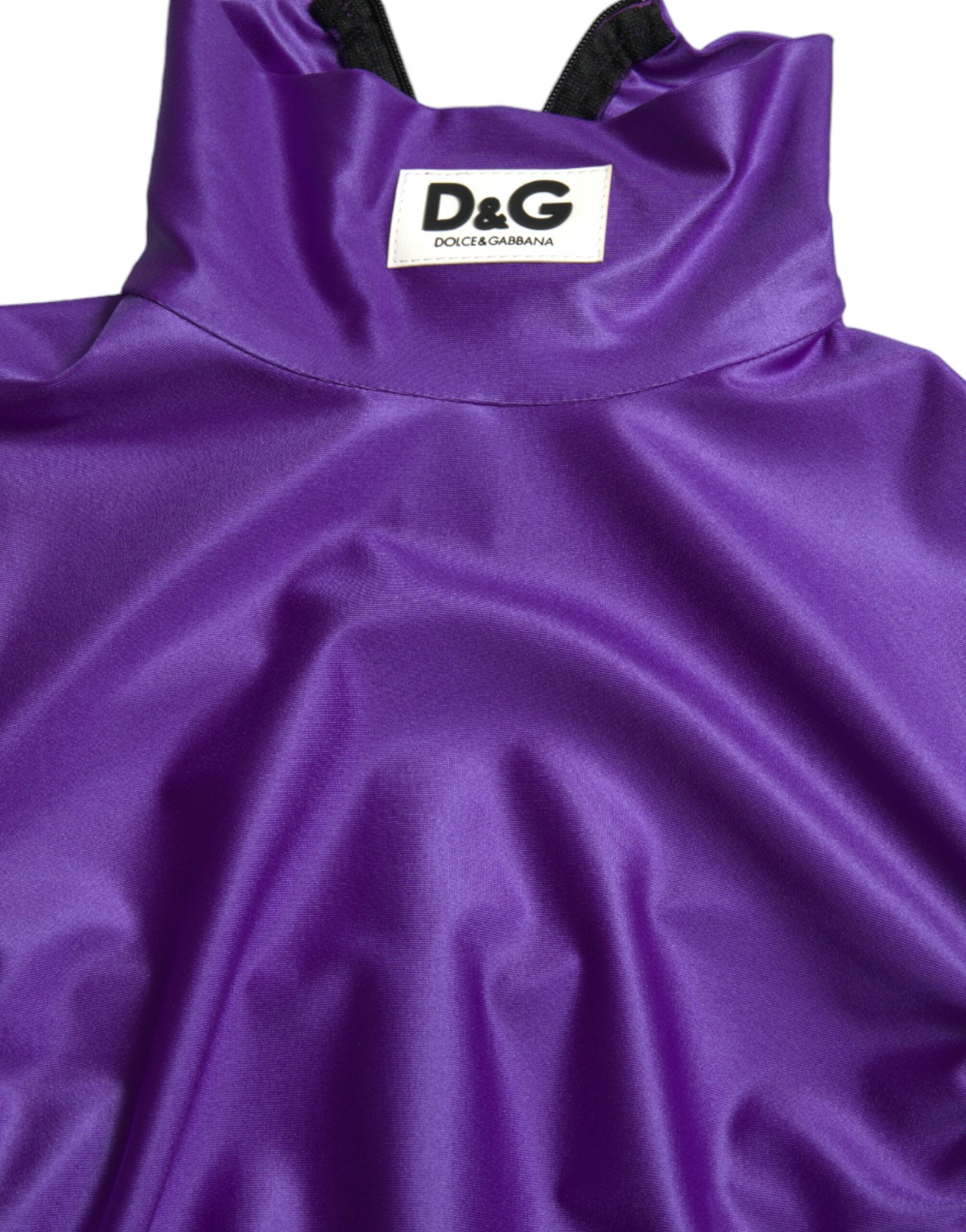 Dolce &amp; Gabbana Purple Nylon Stretch Slim Long Sleeves Top
