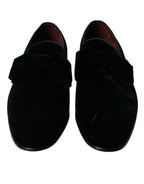 Dolce &amp; Gabbana Black Velvet Loafers Formal Dress Shoes