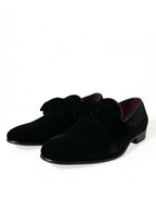 Dolce &amp; Gabbana Black Velvet Loafers Formal Dress Shoes