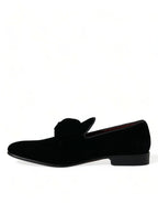 Dolce &amp; Gabbana Black Velvet Loafers Formal Dress Shoes
