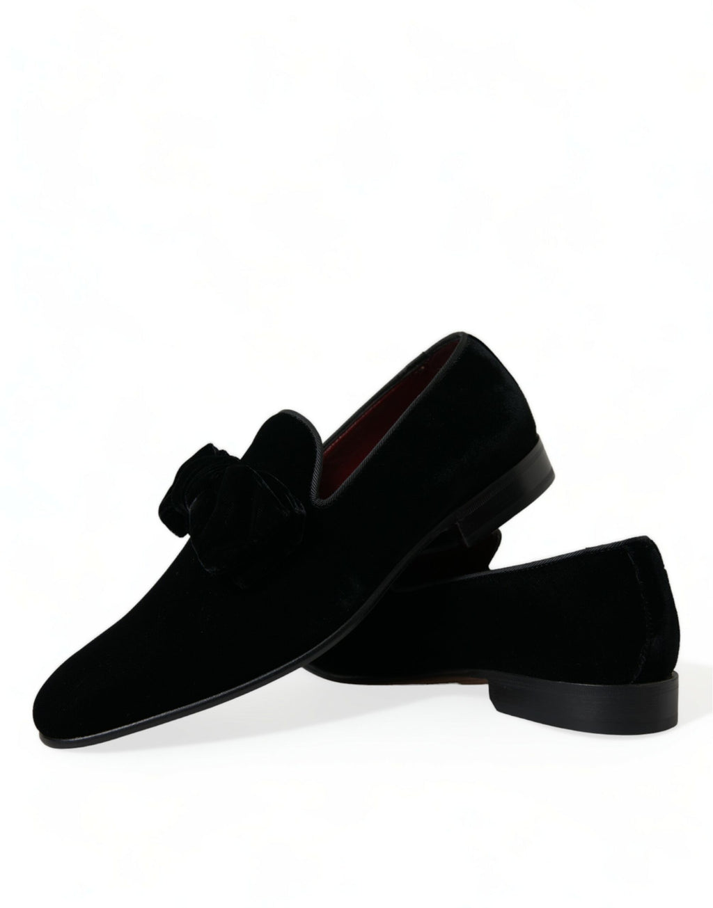 Dolce &amp; Gabbana Black Velvet Loafers Formal Dress Shoes