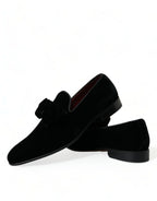 Dolce &amp; Gabbana Black Velvet Loafers Formal Dress Shoes