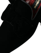 Dolce &amp; Gabbana Black Velvet Loafers Formal Dress Shoes