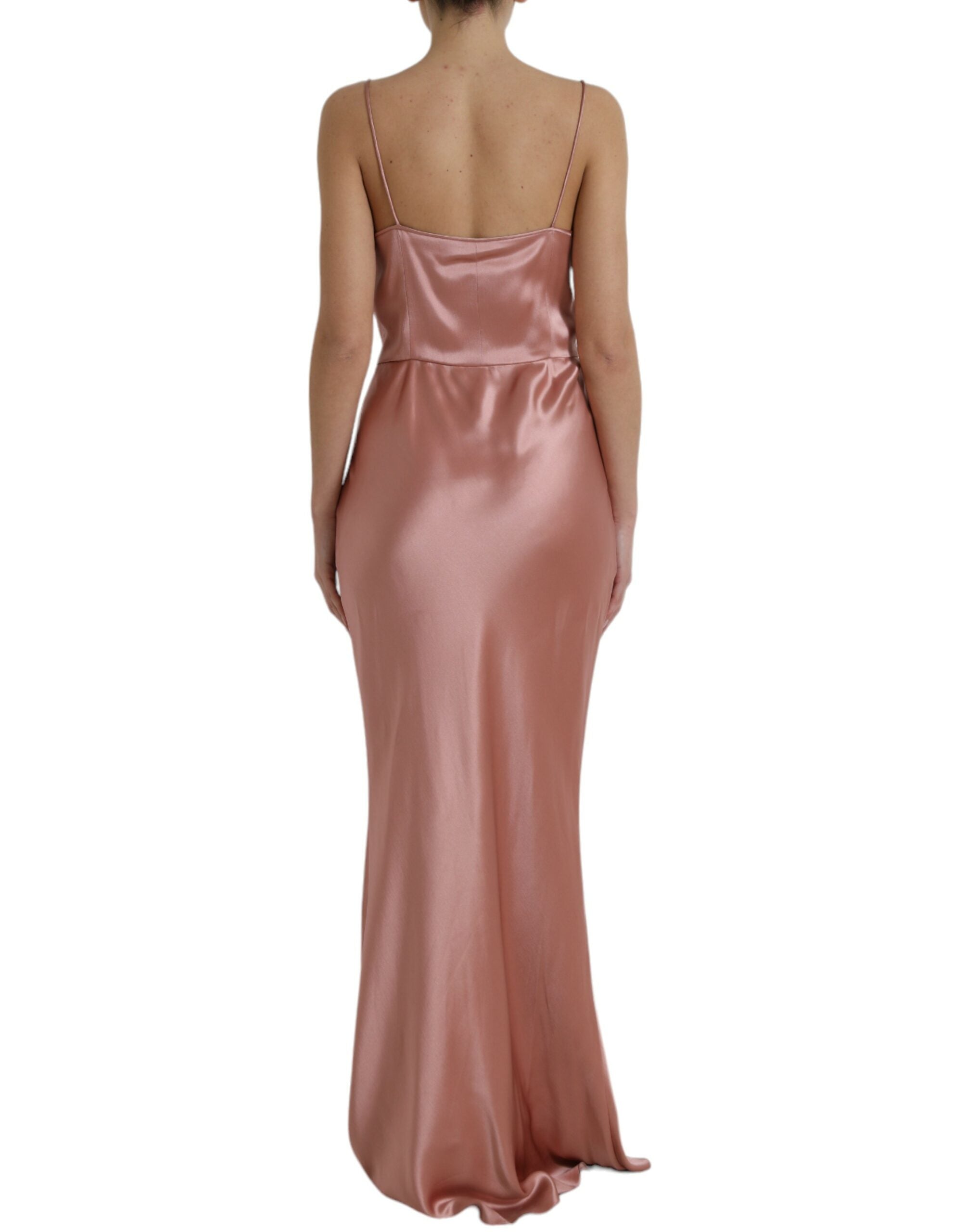 Dolce &amp; Gabbana Pink Silk Spaghetti Straps Long Gown Dress