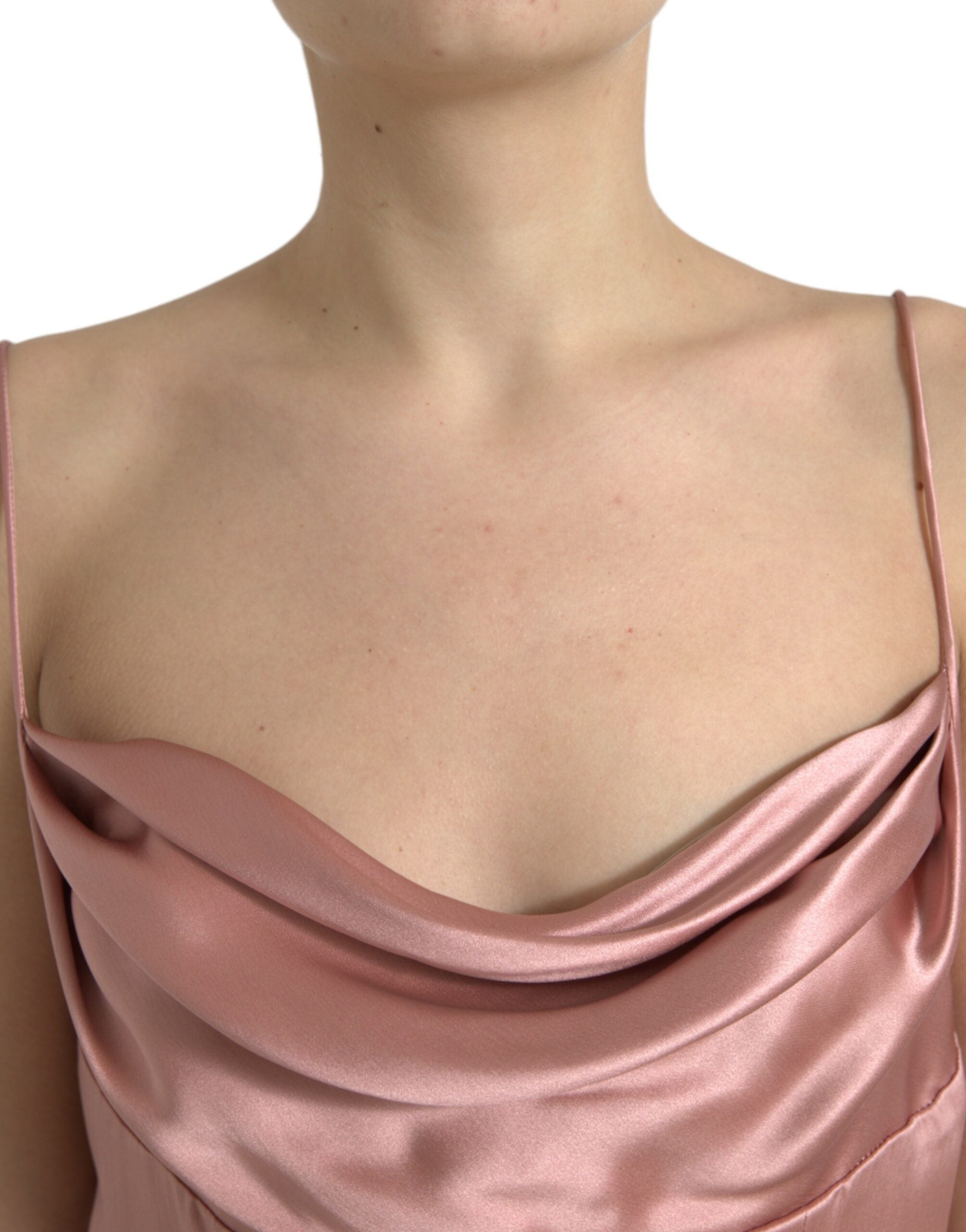 Dolce &amp; Gabbana Pink Silk Spaghetti Straps Long Gown Dress