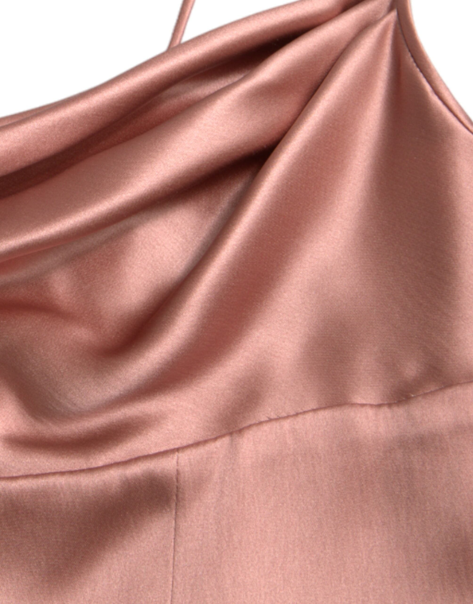 Dolce &amp; Gabbana Pink Silk Spaghetti Straps Long Gown Dress