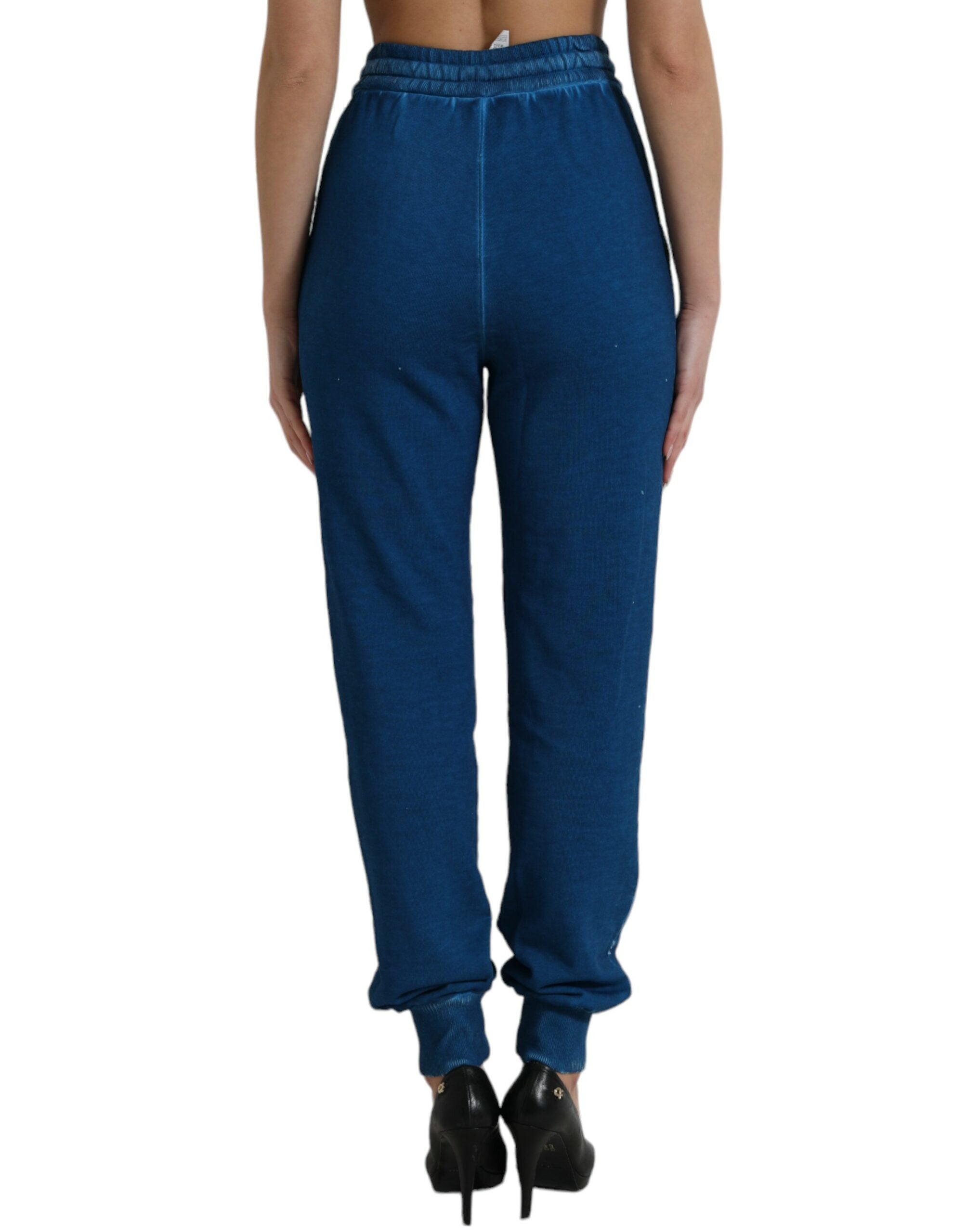 Dolce &amp; Gabbana Blue Logo Cotton Jogger Sweatpants Pants