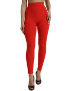 Dolce &amp; Gabbana Red Nylon Stretch Slim Leggings Pants