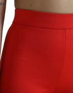 Dolce &amp; Gabbana Red Nylon Stretch Slim Leggings Pants