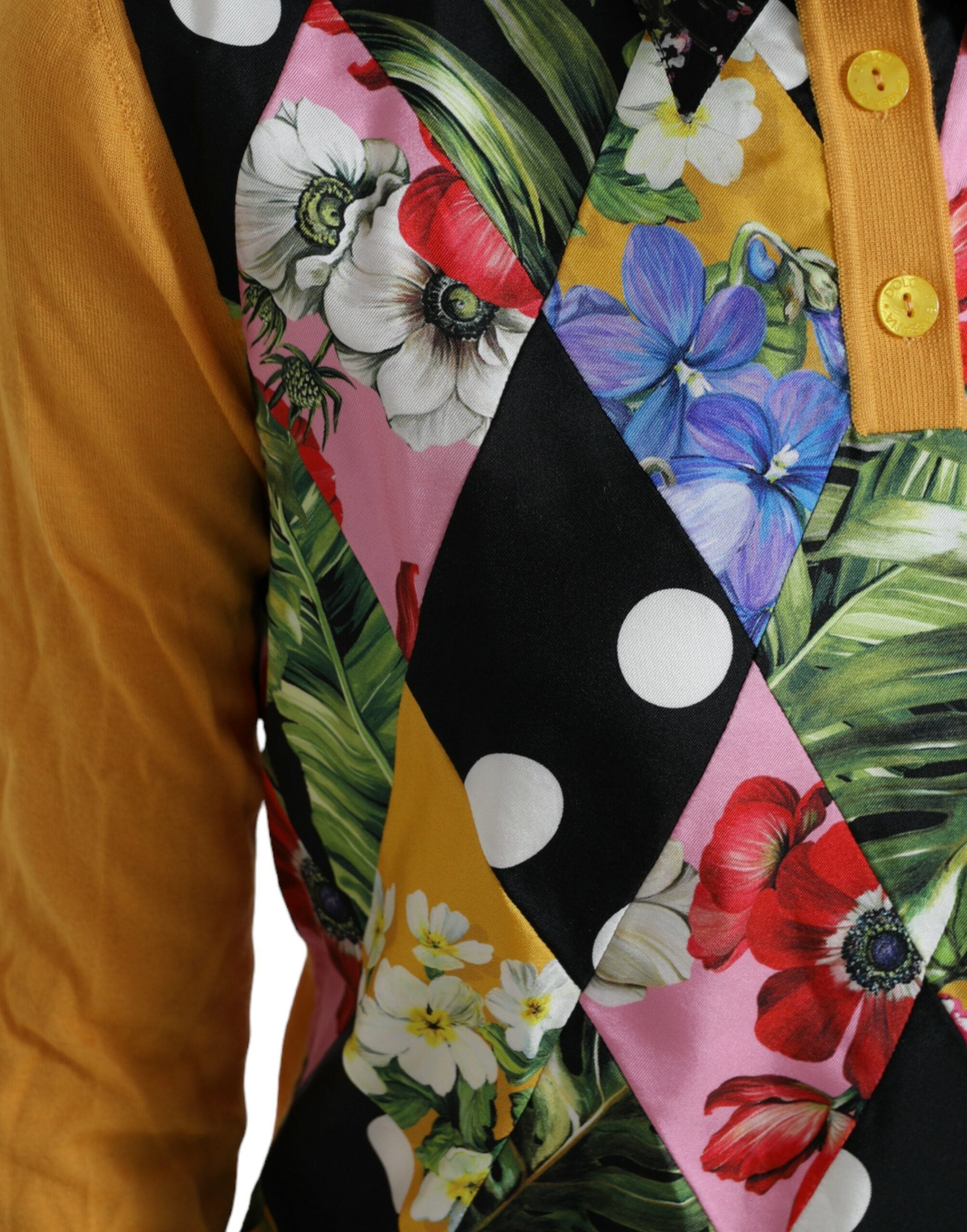 Dolce &amp; Gabbana Multicolor Patchwork Cashmere Henley Sweater