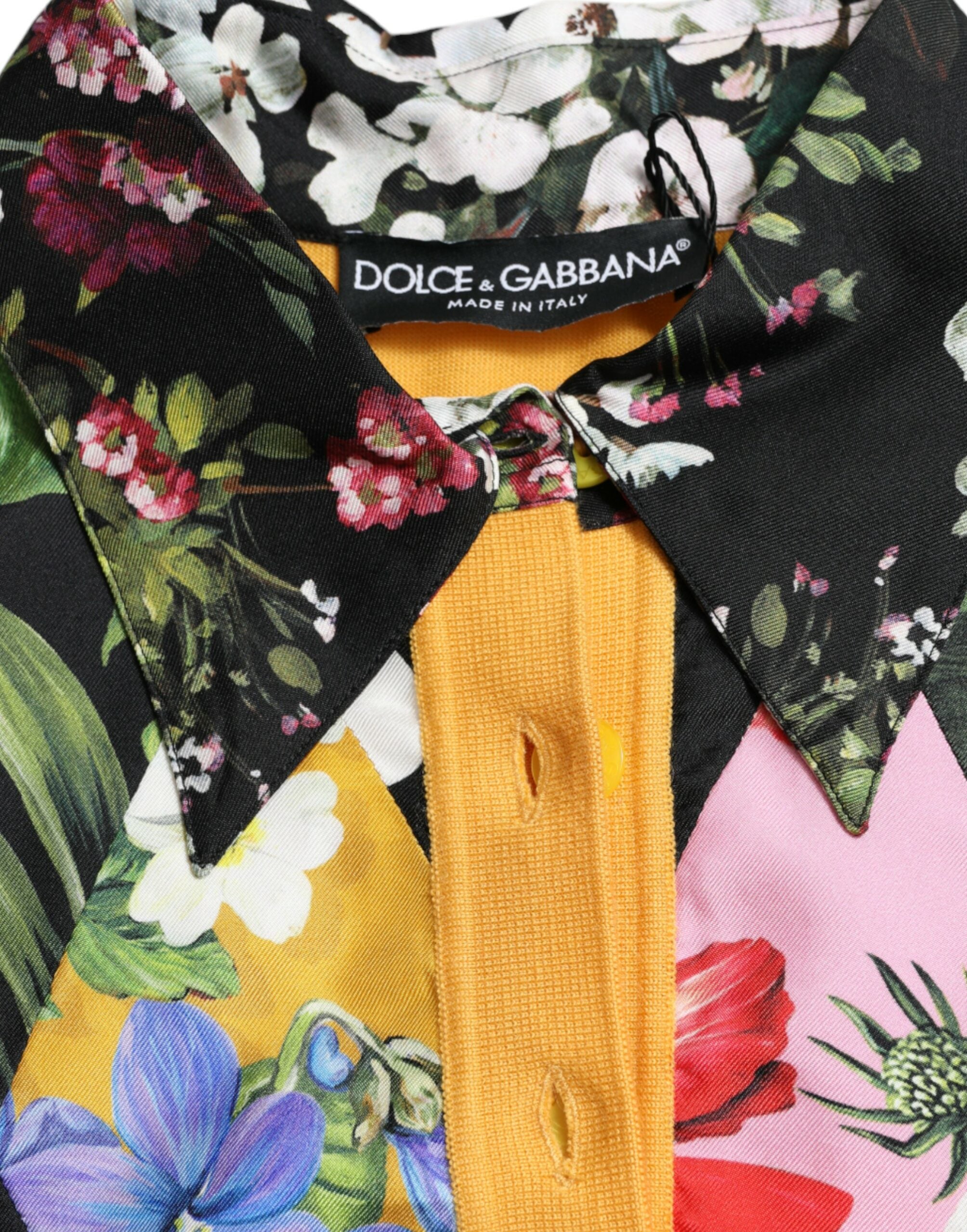 Dolce &amp; Gabbana Multicolor Patchwork Cashmere Henley Sweater