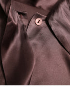 Dolce &amp; Gabbana Brown Silk Ascot Collar Long Sleeve Blouse Top