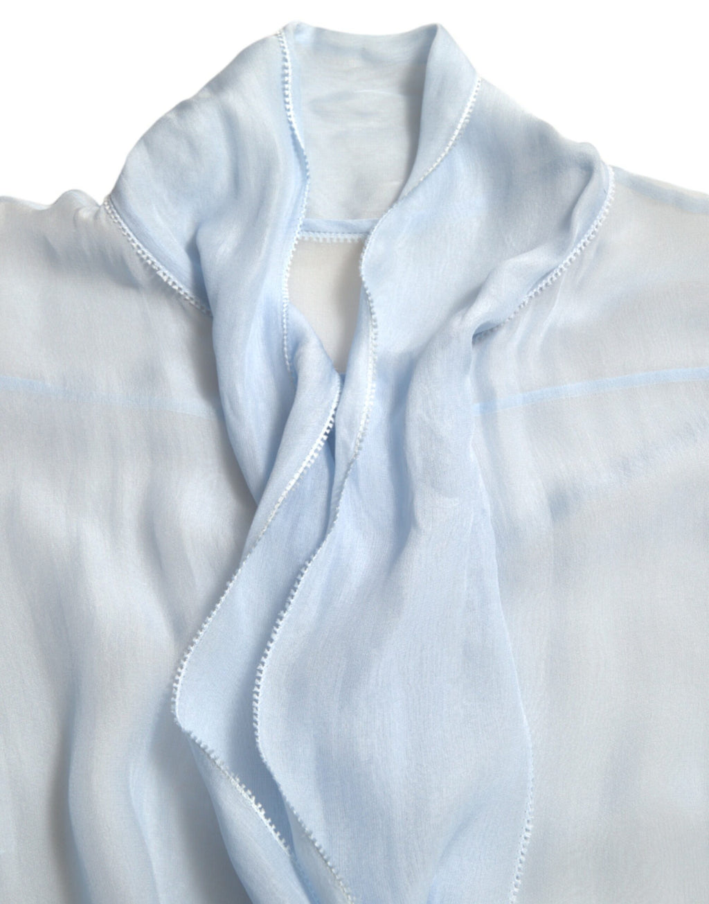 Dolce &amp; Gabbana Blue Long Sleeves Ascot Collar Blouse Top
