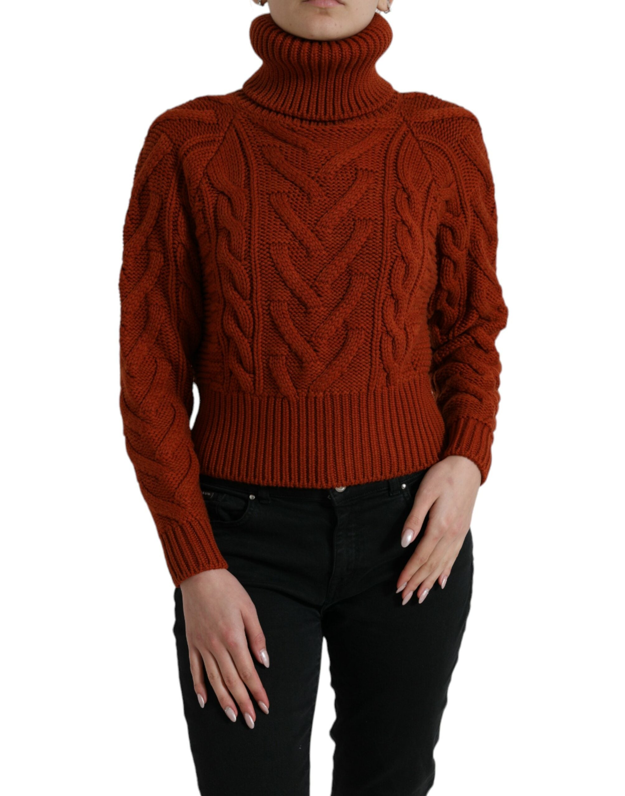 Dolce &amp; Gabbana Brown Wool Knit Turtleneck Pullover Sweater