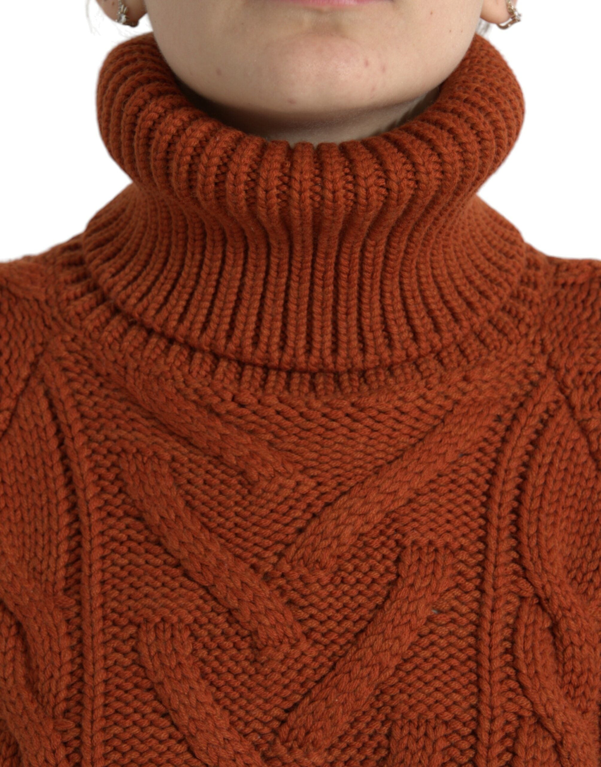 Dolce &amp; Gabbana Brown Wool Knit Turtleneck Pullover Sweater