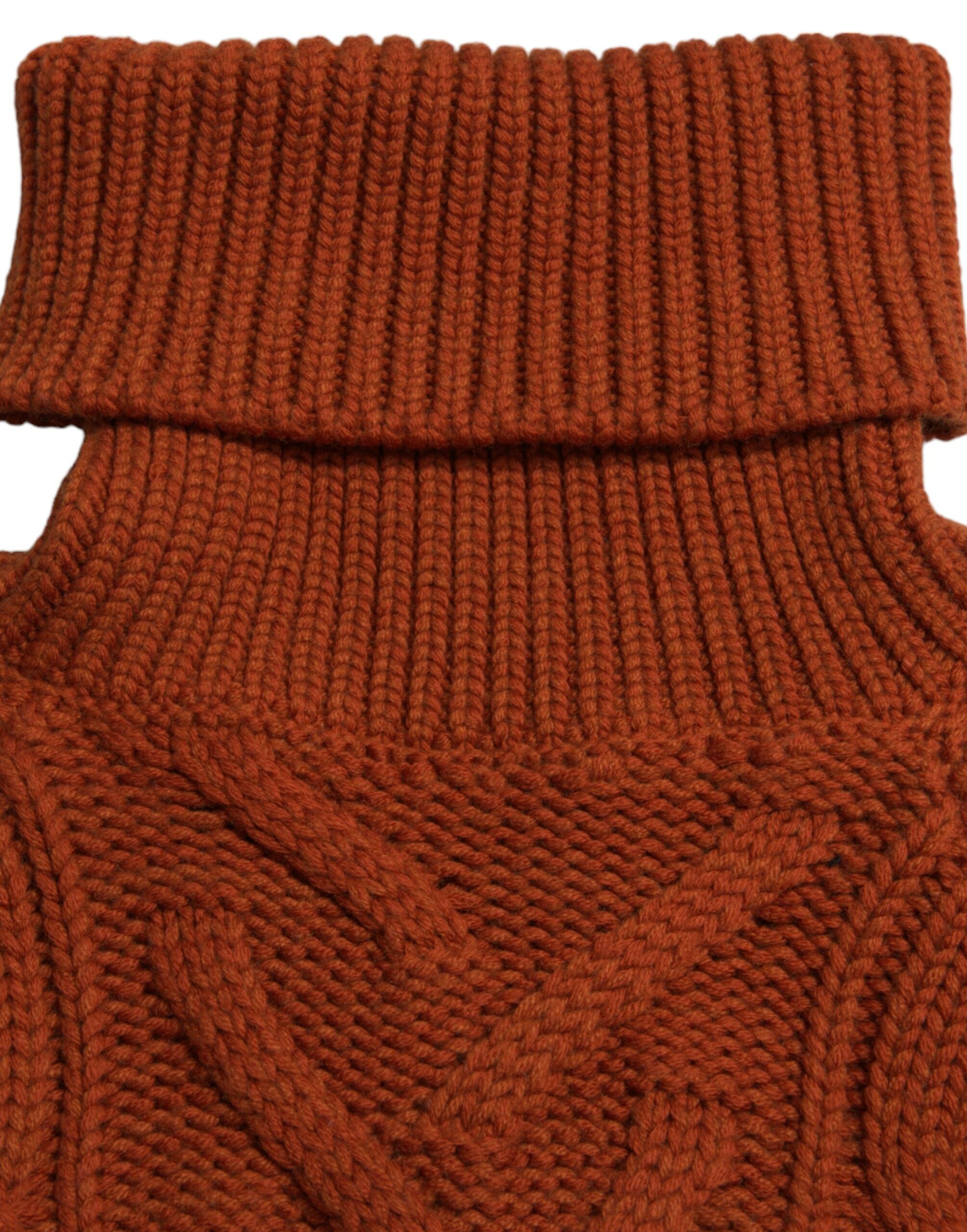 Dolce &amp; Gabbana Brown Wool Knit Turtleneck Pullover Sweater