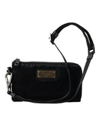 Dolce & Gabbana Black Nylon Logo Plaque Keyring Pouch Clutch Bag