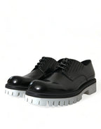 Dolce &amp; Gabbana Black White Leather Lace Up Derby Dress Shoes