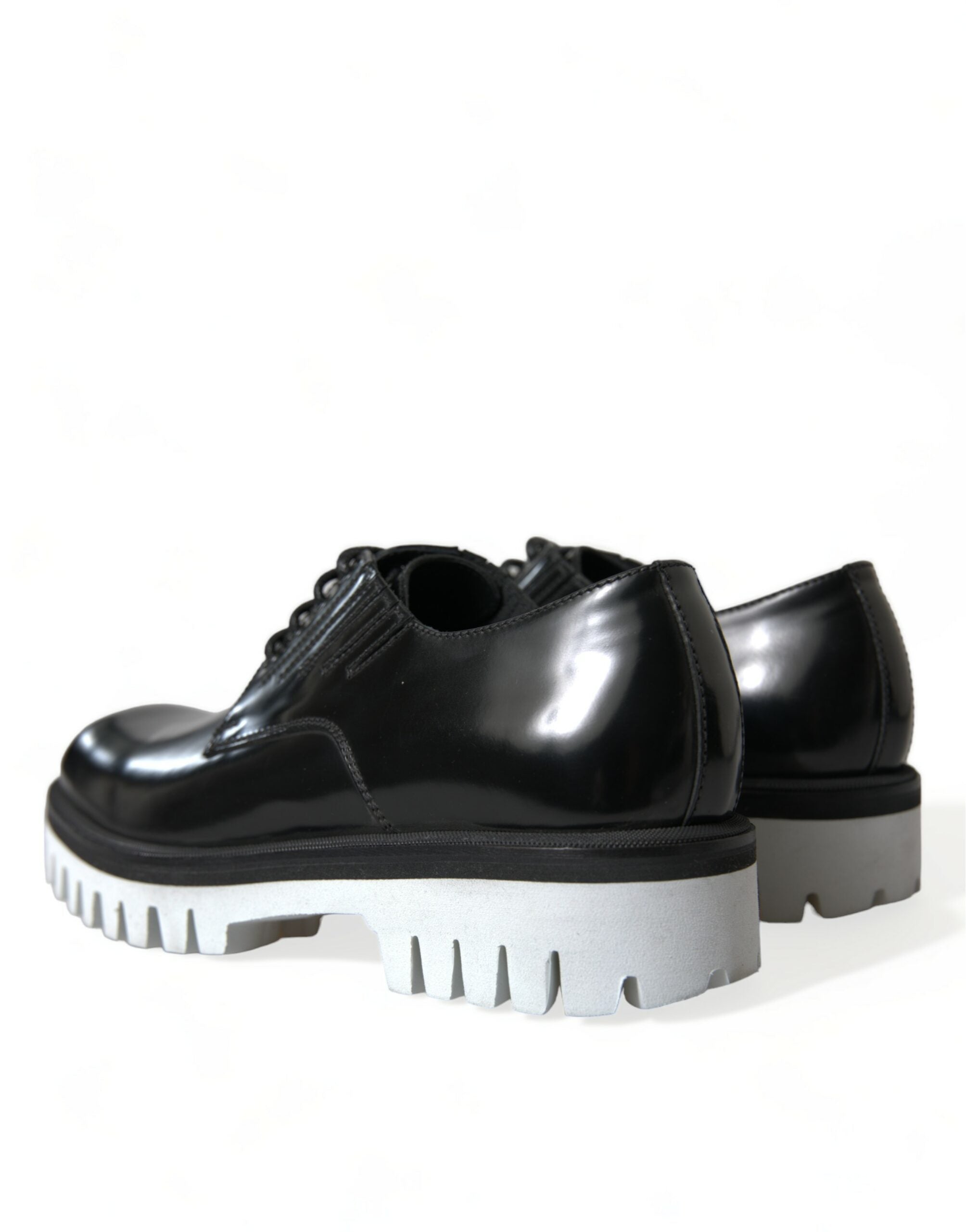 Dolce &amp; Gabbana Black White Leather Lace Up Derby Dress Shoes