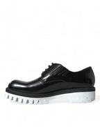 Dolce &amp; Gabbana Black White Leather Lace Up Derby Dress Shoes