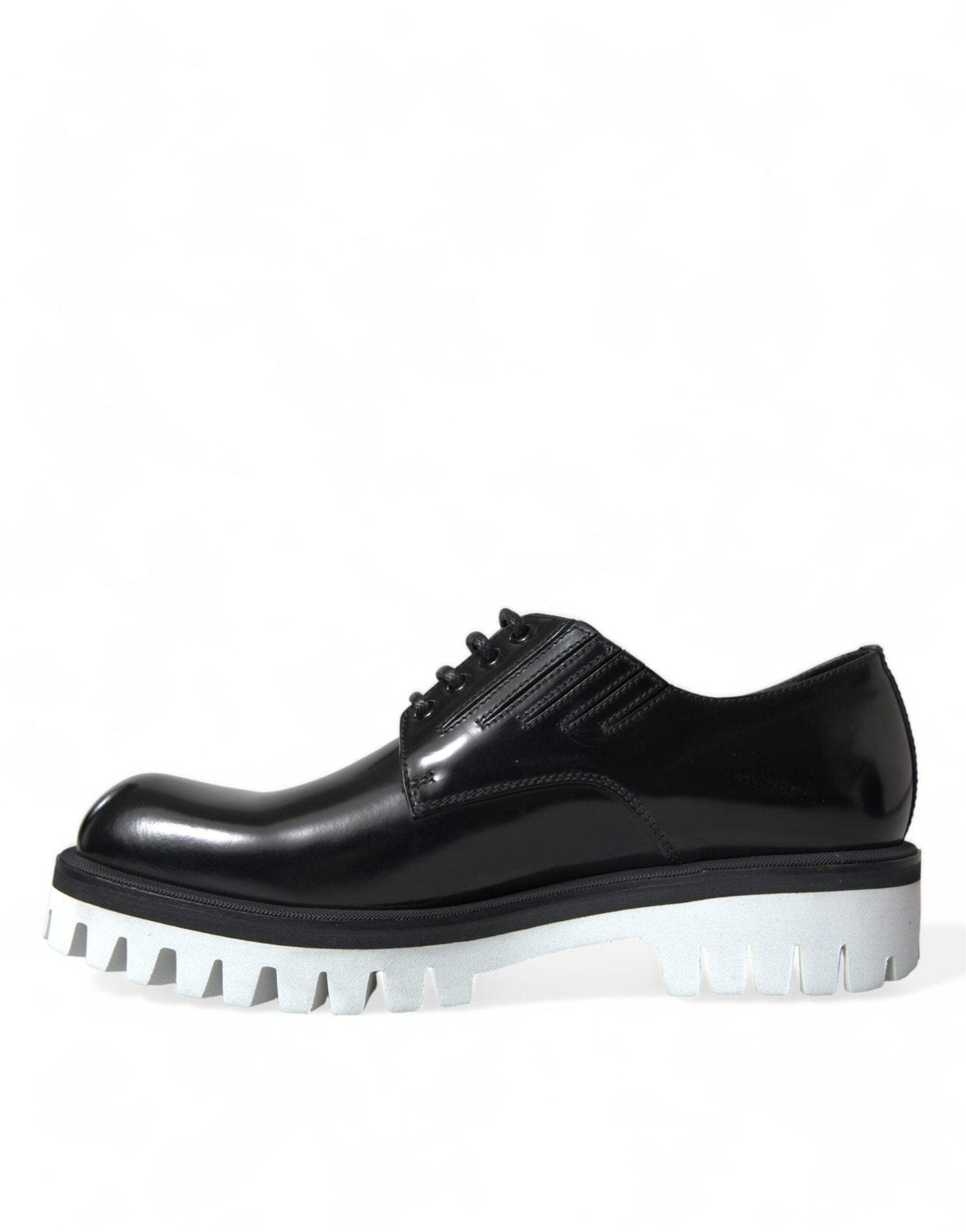 Dolce &amp; Gabbana Black White Leather Lace Up Derby Dress Shoes