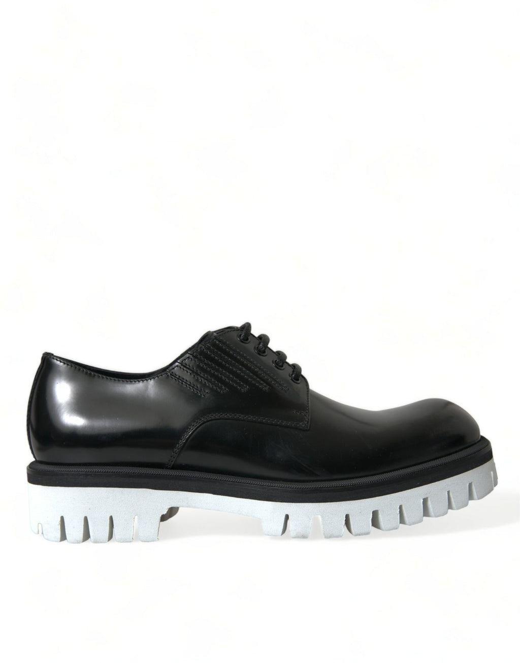 Dolce &amp; Gabbana Black White Leather Lace Up Derby Dress Shoes