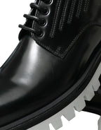 Dolce &amp; Gabbana Black White Leather Lace Up Derby Dress Shoes