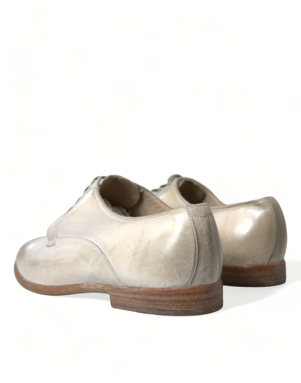 Dolce &amp; Gabbana White Distressed Leather Derby Dress Shoes